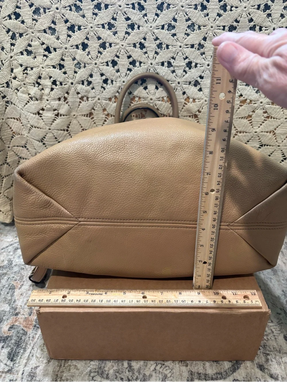 Women’s Tassel Drawstring Satchel Bag in Tan - Stylish Everyday Handbag